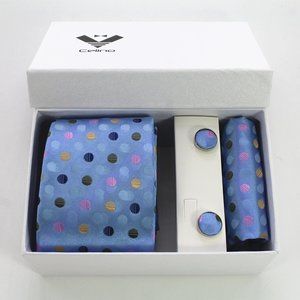 Men's Silk Necktie With Cufflinks & Pocket Square